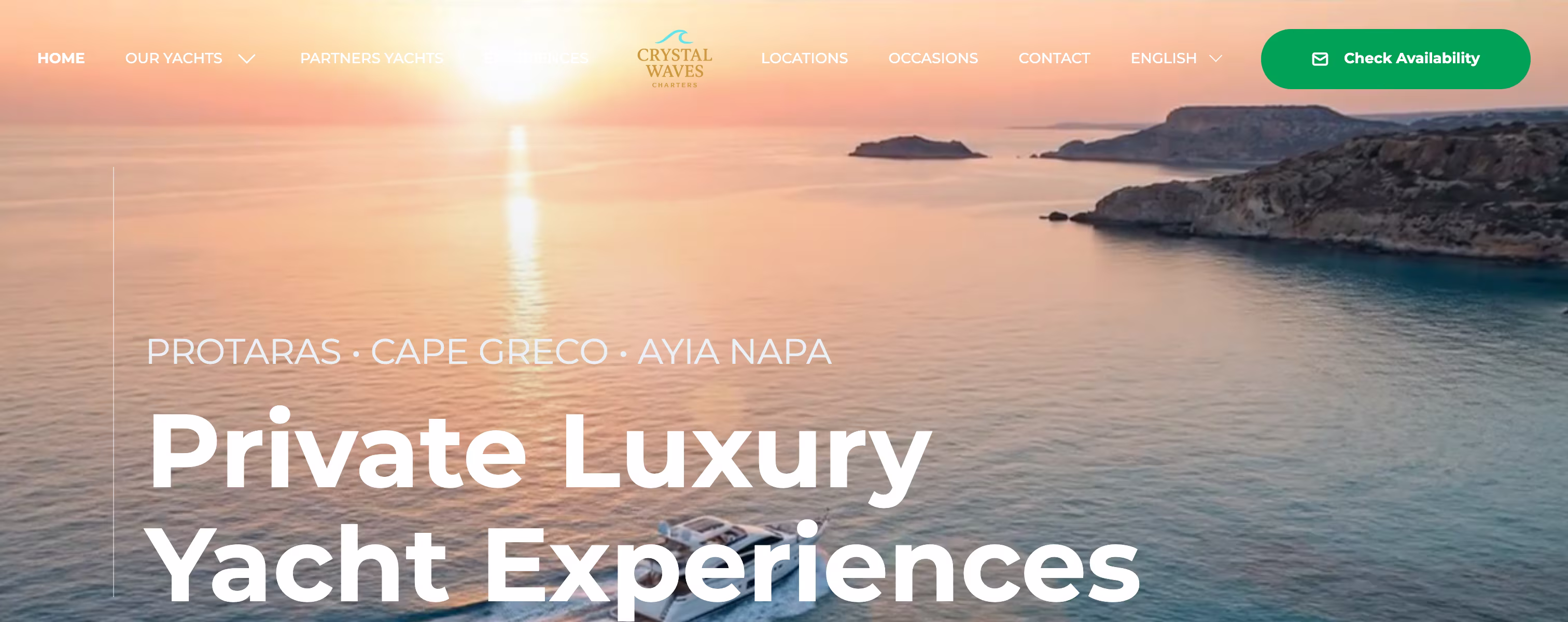 Luxury Yacht Charter Website — hero