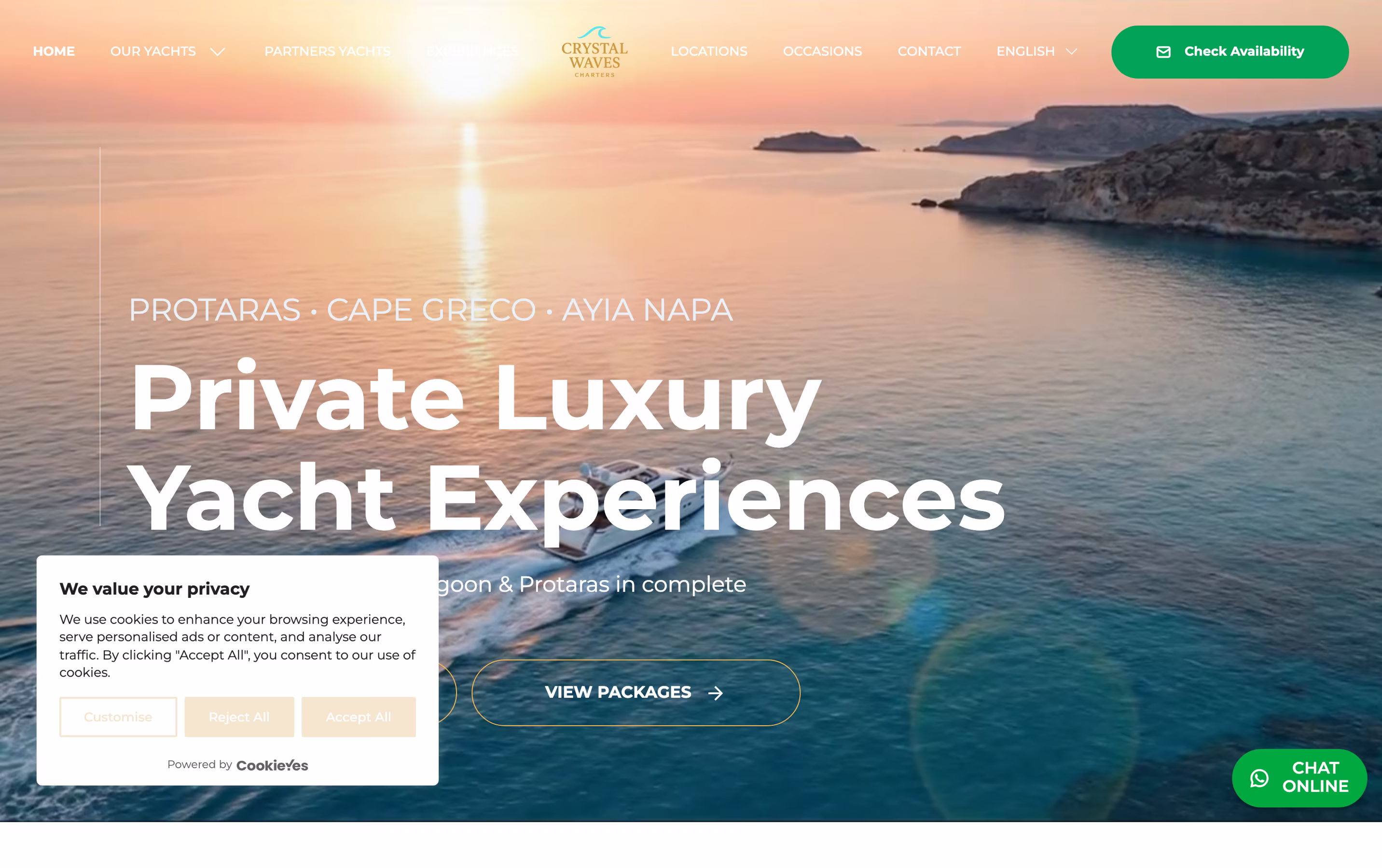 Luxury Yacht Charter Website — screen