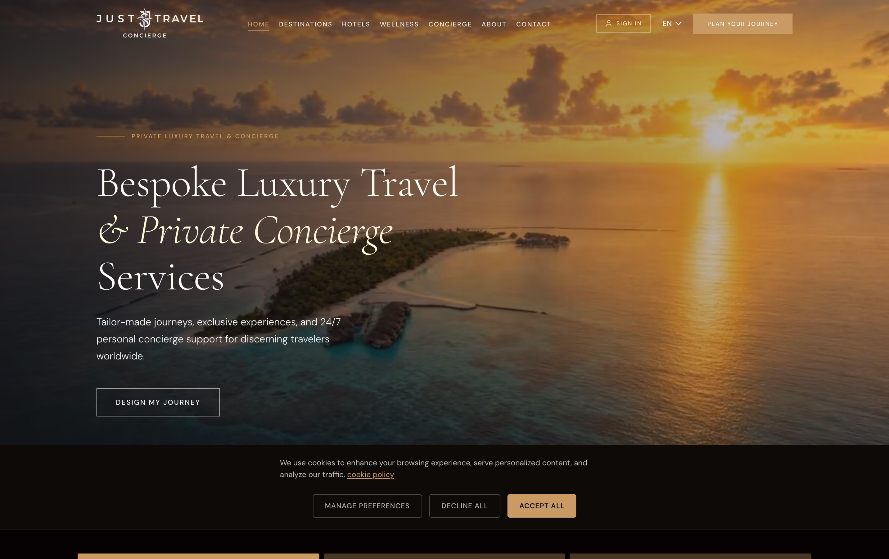 Luxury Travel Concierge Website — screen