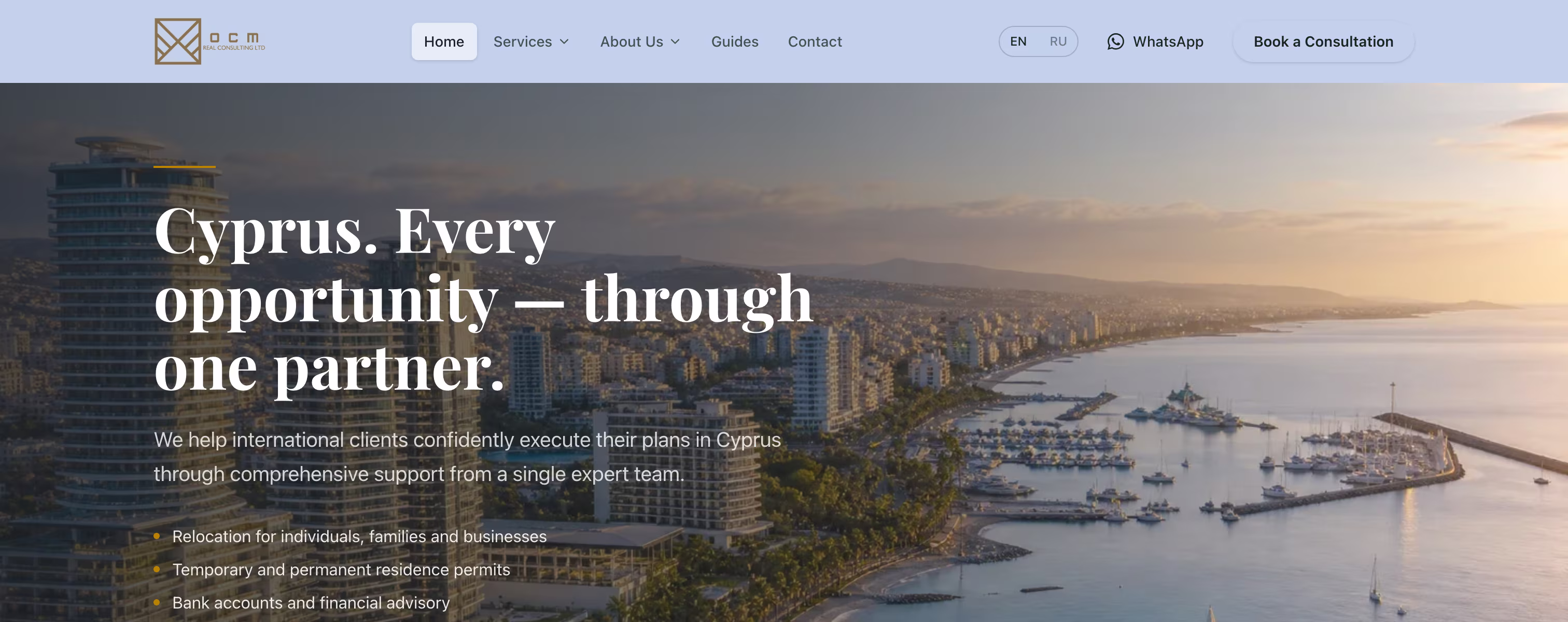 Relocation & Property Consulting Website — hero