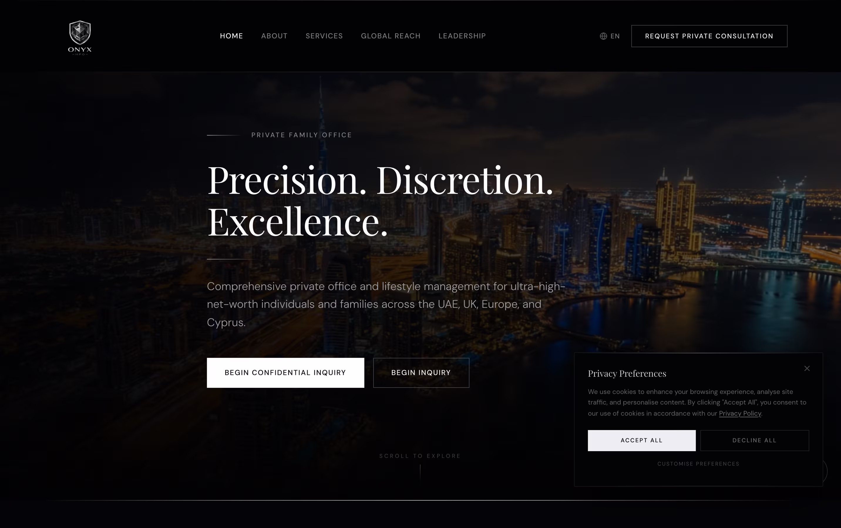 Private Family Office Website — screen