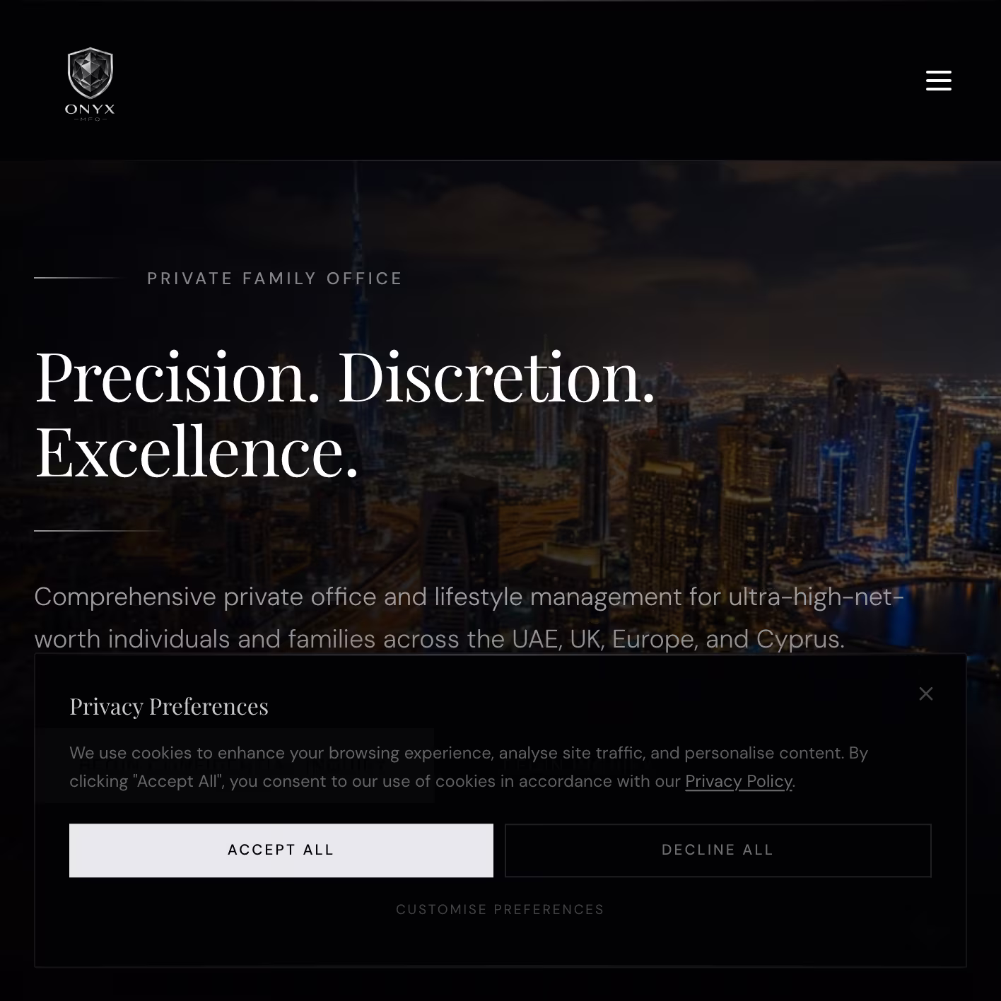 Private Family Office Website — mobile view